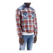 Dsquared2 Rutig Westernskjorta med Deniminsatser Multicolor, Herr