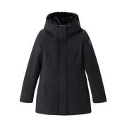 Woolrich Lång Parka med Fuskpälskrage Black, Dam