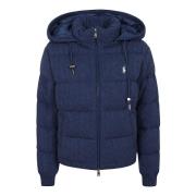 Polo Ralph Lauren Rustic Navy Cable-Knit Hooded Down Coat Blue, Dam