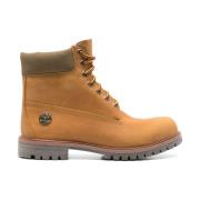 Timberland Brun läder snörstövlar Beige, Herr