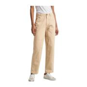 Pepe Jeans Arbetarstil Byxor med Patchdetaljer Beige, Dam