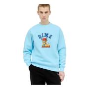 Dime Mtl Grafiskt Logotyp Crewneck Sweatshirt Bomullsfleece Blue, Herr