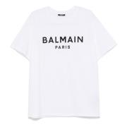 Balmain Stilren Monokrom T-shirt White, Herr