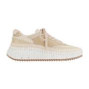 Chloé Bruna Sneakers Blossom Beige Ko Skinn Mocka Brown, Dam