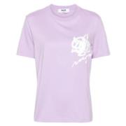 Msgm Lila T-shirt med unik stil Purple, Dam