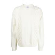 Family First Chunky Stickad Crew-Neck Tröja White, Herr