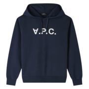 A.p.c. Sammet Ekologisk Bomull Hoodie Blue, Herr