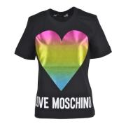 Love Moschino Bomull T-shirt med Stiligt Design Black, Dam