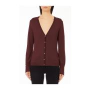 Liu Jo Bordeaux Cardigan V-ringad Trendig Stil Red, Dam