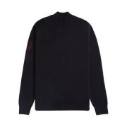 Fred Perry Svart Mock Neck Sweater Laurel Wreath Black, Herr