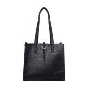 Manila Grace Elegant Shopper Väska med Avtagbar Rem Black, Dam