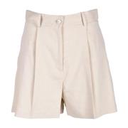 Pinko Linblandning Elastisk Midja Shorts Beige, Dam