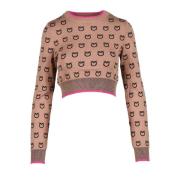 Pinko Elegant Viskos Polyester Stickad Topp Brown, Dam