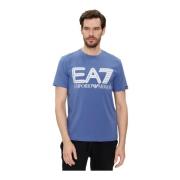 Emporio Armani EA7 Logotyp Bomull T-shirt - Kort Ärm Blue, Herr