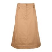 Alberta Ferretti Elastan Bomull Gonna Kjol Brown, Dam