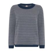 Skovhuus Blå Jacquard O-Neck Pullover Blus Blue, Dam