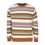 Obey Randig Crewneck Sweater Butterscotch Multi Multicolor, Herr