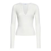 Max Mara Gul Silke Cashmere Tröja Urlo White, Dam