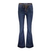 Geisha Flare Denim Jeans med Sydd Söm Blue, Dam