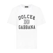 Dolce & Gabbana Logo Print Crew Neck T-shirts White, Dam