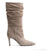 Via Roma 15 Rynkad Mocka Ankelboot i Antilope Beige, Dam