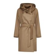 Max Mara Studio Kamelullrock med Huva Brown, Dam