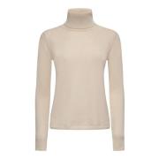 Max Mara Studio Beige Ull Cashmere Turtleneck Tröja Beige, Dam