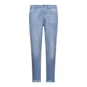 Brunello Cucinelli Klar Blå Straight-Leg Jeans Blue, Herr