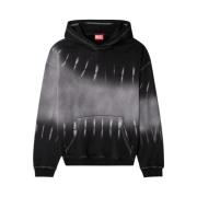 Diesel Svart Tie-Dye Hoodie Avslappnad Passform Black, Herr