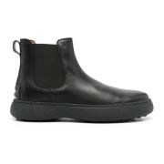 Tod's Svarta Läder Chelsea Boots Black, Herr