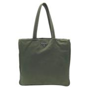 Prada Vintage Pre-owned Canvas axelremsvskor Green, Dam