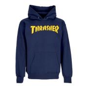 Thrasher Logo Print Navy Hoodie Blue, Herr