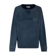 Maison Margiela Blå Logo Print Faded Sweatshirt Blue, Herr