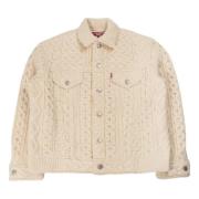 Junya Watanabe Ulljacka i naturligt Aran-mönster Beige, Herr