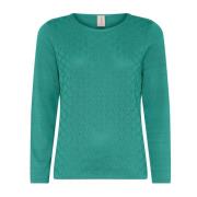 Skovhuus Feminin O-Neck Pullover Blus Smaragd Green, Dam