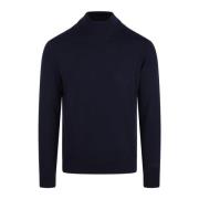 MC2 Saint Barth Marinblå Ull Turtleneck Sweater Blue, Herr