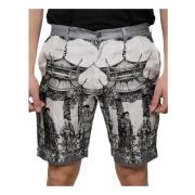 Dolce & Gabbana Silke Bermuda Shorts med Multicolor Print Multicolor, ...