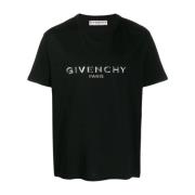 Givenchy Svart Logo Relief Bomull T-shirt Black, Herr