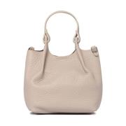 Gianni Chiarini Beige läder axelväska med veckdetaljer Beige, Dam