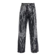 Ganni Marmor Effekt Tie-Dye Wide Leg Jeans Black, Dam