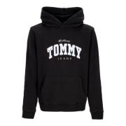 Tommy Hilfiger Svart lättvikts huva tröja Varsity stil Black, Herr