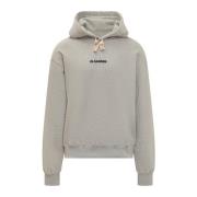 Jil Sander Logo Hoodie Sweatshirt Gray, Herr