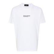 Dsquared2 Vit Jersey T-shirt med Logotyptryck White, Herr