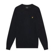 Lyle & Scott Mörk Marin Melange Lamull Blandning Rund Hals Tröja Blue,...