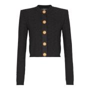 Balmain PB Labyrinth stickad kofta Black, Dam