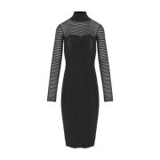 Elisabetta Franchi Svart Chevron Midi Polokrage Klänning Black, Dam