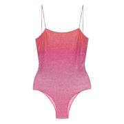 Oseree Solnedgång Tryckt Lurex Maillot Pink, Dam