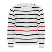 Skovhuus Sportig Randig O-Neck Tröja Off-White Multicolor, Dam