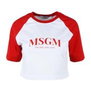 Msgm Bomull T-shirt med unik design White, Dam