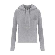 Elisabetta Franchi Pärla/Ivory Stickad Hoodie Gray, Dam